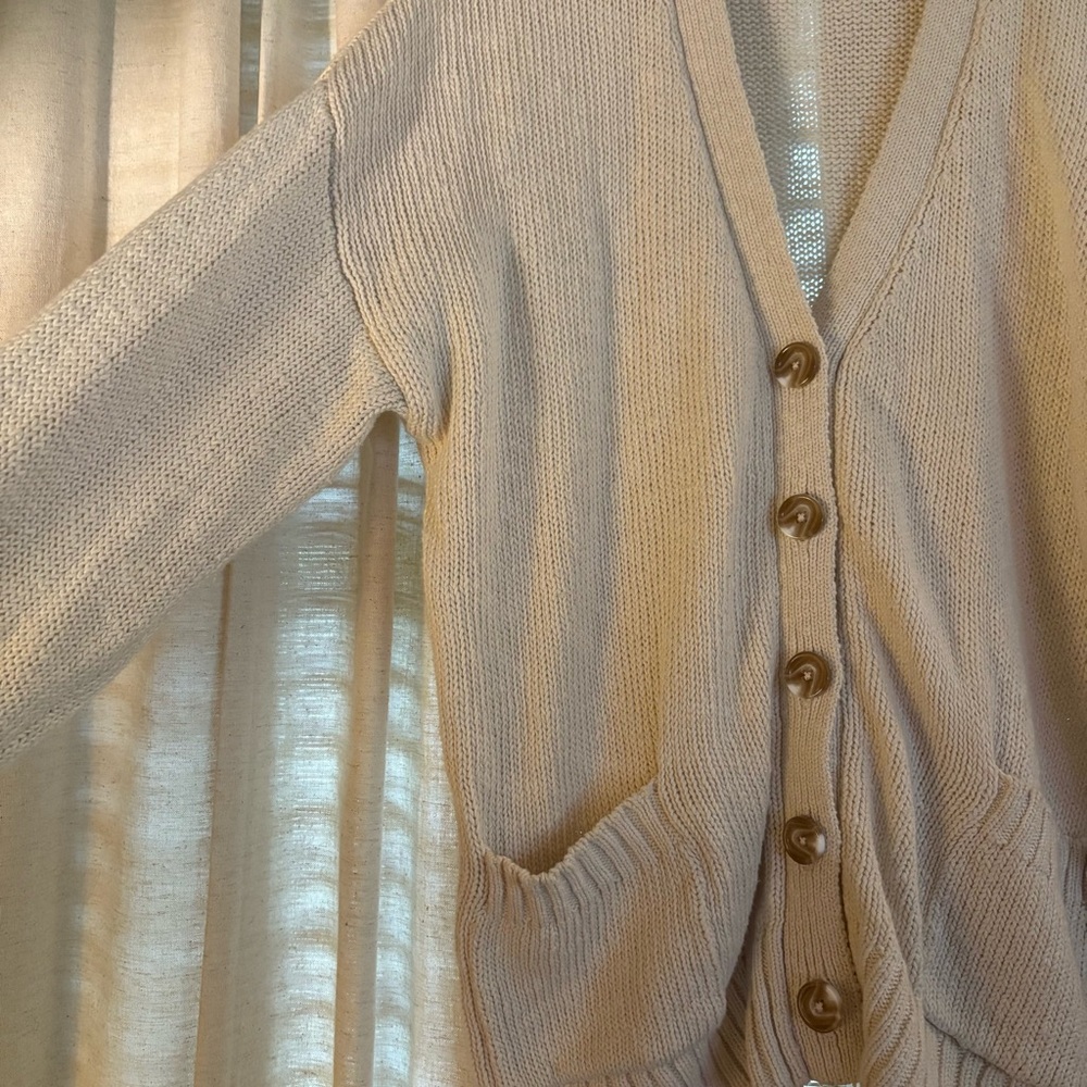Quince Ivory Cotton Linen Relaxed Cardigan - Picture 5 of 12